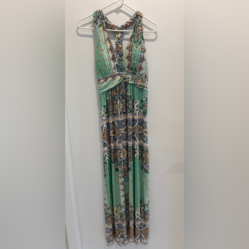 Long Green Paisley Dress size Medium